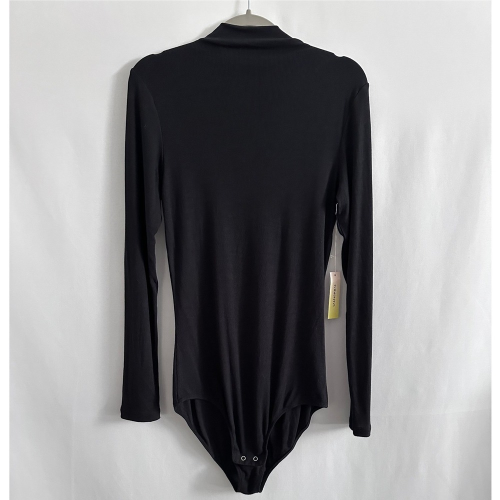 NWT Summersalt Bodysuit 1XL Black Ribbed Mock Neck Long Sleeve Minimalist Chic